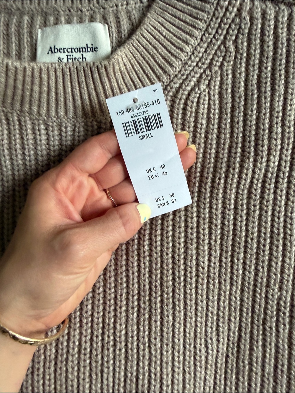 Abercrombie & Fitch Neutral Taupe Ribbed Crewneck Sweater - Picture 4 of 4
